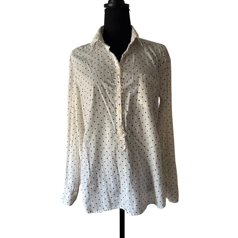 J.CREW White & Black Polka Dot 100% Cotton Shirt Size Medium